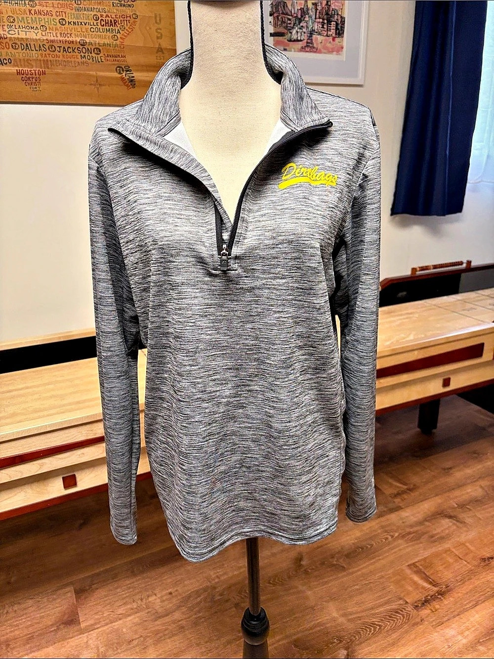 Dirt bags Baseball Russell Athletic Power Quarter Zip Pullover in Gray Size Medi
